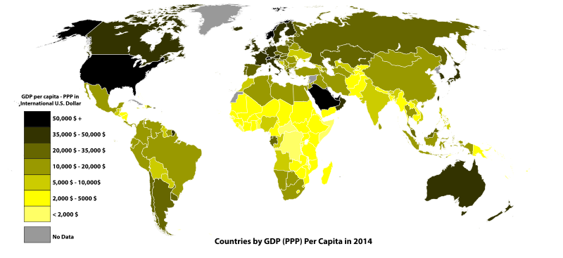 Per capita GDP (purchasing power parity) in 2014