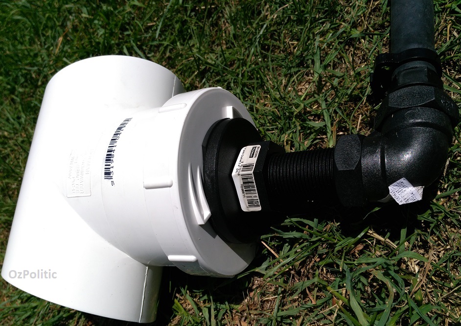 Assembled rainwater diverter to low density poly pipe